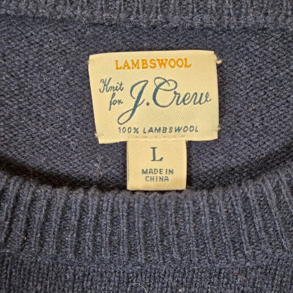 J.Crew Nordic Fair Isle Lambswool Sweater Men L Navy Cream BC516 Wool - Picture 3 of 8